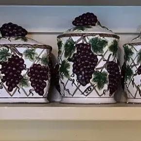 Grape Canister Set with Trivet and Candle Holder 