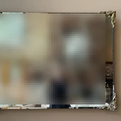 Mirror With Gold Tone Decorative Metal Corners 