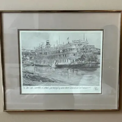 Signed And Numbered 105/500 Ken Crouse  Print “The Delta Queen..” Framed And Matted 