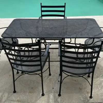 Metal Patio Table w/ Five Metal Chairs