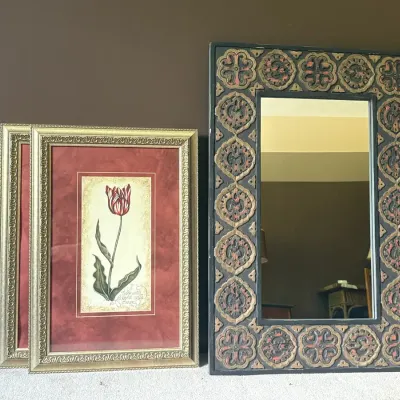 Pier One Mirror and Framed Art