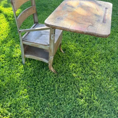 CI805 Vintage Wooden and Metal School Desk