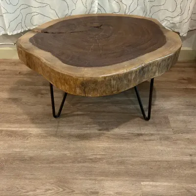 CI501 Live-Edge Round Coffee Table 