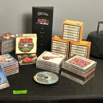 CI109 Collection Of CD’s And Radio’s Greatest Cassette Tapes With Sony Boom Box