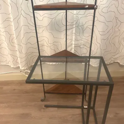 CI503 3-tier Triangular Corner Shelf and IKEA Laptop Stand
