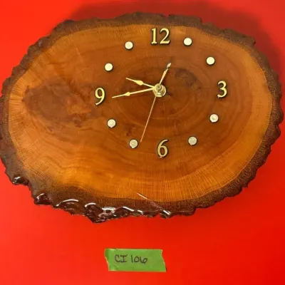 CI106 Redwood Burl Wood Wall Clock 