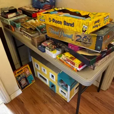 Games and vintage doll house