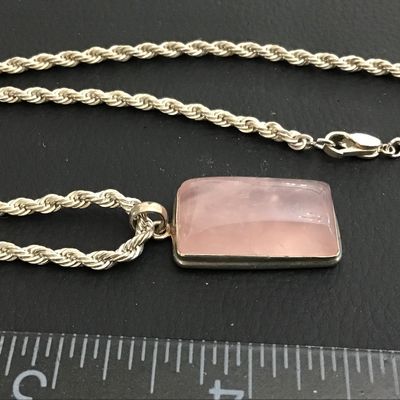 Quartz Pendant 925 on Vintage Silver Plated Chain