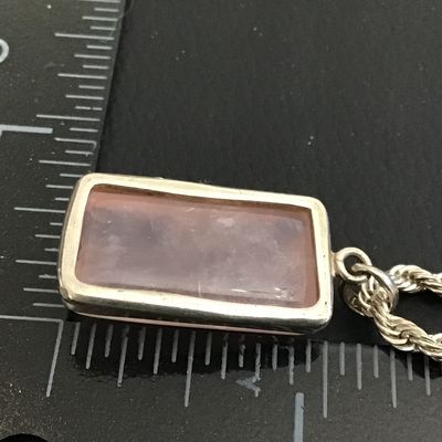 Quartz Pendant 925 on Vintage Silver Plated Chain