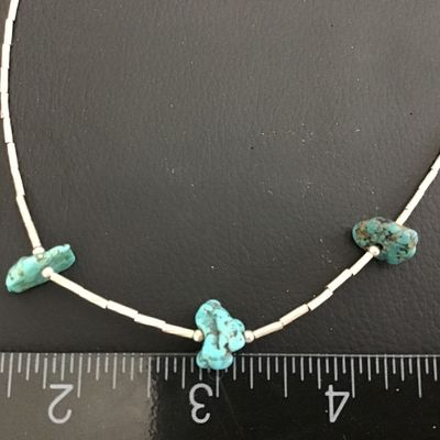 Vintage Turquoise Chip Necklace Boho