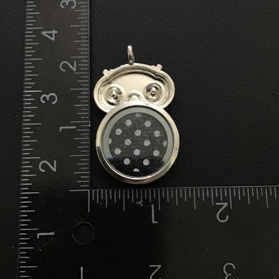 Silver tone owl pendant with charms