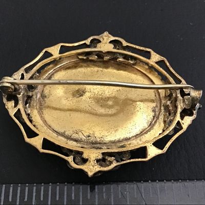Antique Red Carnelian set in open Works Brooch