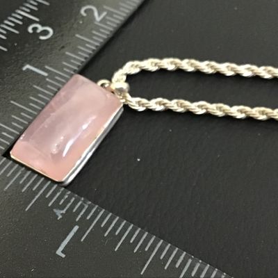 Quartz Pendant 925 on Vintage Silver Plated Chain