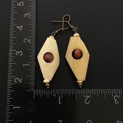Handcrafted bone type earrings