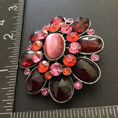 Beautiful red and pink Rhinestone brooch