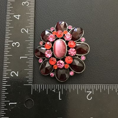 Beautiful red and pink Rhinestone brooch