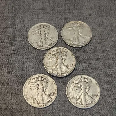 US Walking Liberty Half Dollars (5) Lot #2