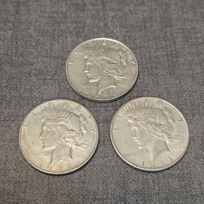 1926-1928 US Silver Peace Dollars (3)