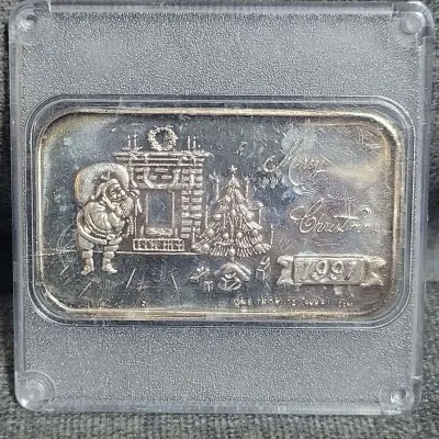 1991 Merry Christmas 1 Troy Ounce Silver Bar
