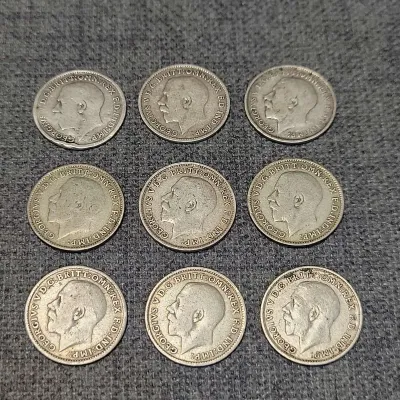 Great Britain Silver Florins (9)