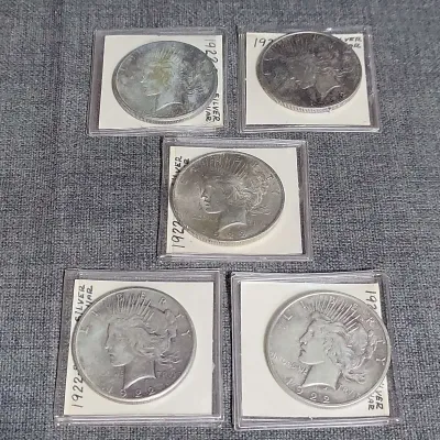 1922 US Peace Silver Dollars (5)