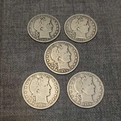 US Barber Quarters (5) Lot #1