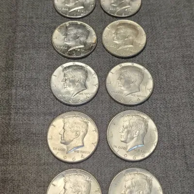 1964 US Kennedy Half Dollars (10) Lot #3