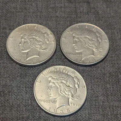 1923, 1934, 1935 US Silver Peace Dollars