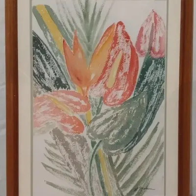 Tropical Flowers Watercolor by E Nelson