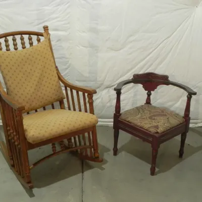 Wooden Rocker with Cushion and Corner Triangle Chair
