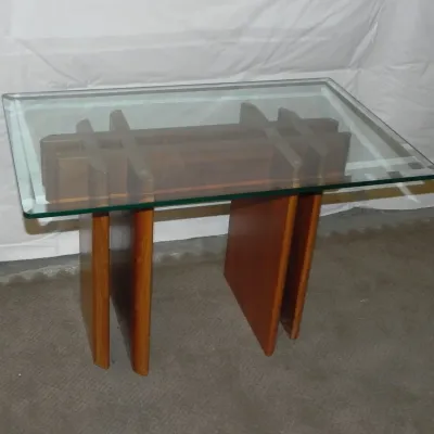Glass and Wood Side Table
