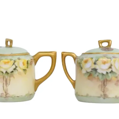 Sale Photo Thumbnail #283: ANTIQUE PORCELAIN TEAPOT AND SUGAR SET