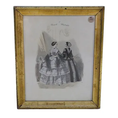 Sale Photo Thumbnail #338: FRAMED ANTIQUE LADIES FASHION PLATE