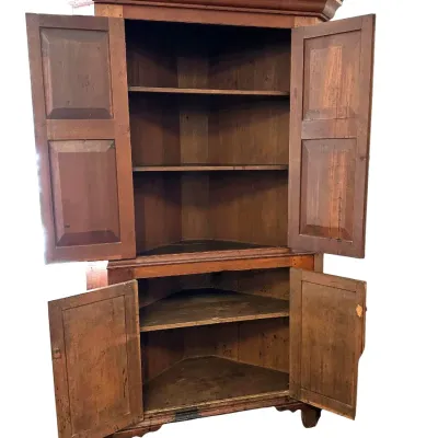 Sale Photo Thumbnail #32: ANTIQUE AMERICAN CHERRY CORNER CUPBOARD
