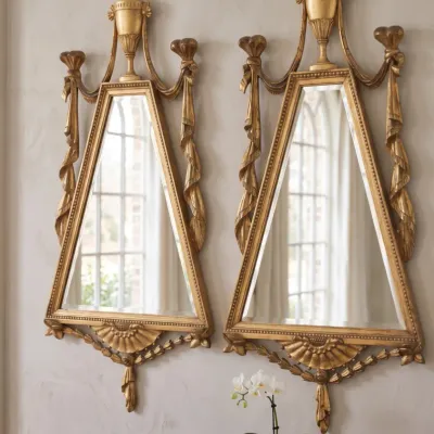 Sale Photo Thumbnail #217: MATCHED PAIR OF CARVED ITALIAN TRIANGULAR MIRRORS