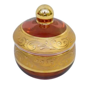 Sale Photo Thumbnail #351: VINTAGE BELGIUM GLASS TRINKET/POWDER LIDDED BOWL
