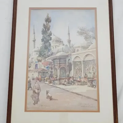 Sale Photo Thumbnail #30: WATERCOLOR YENI DJNI MOSQUE ISTANBUL J. PAVLIKEVITCH