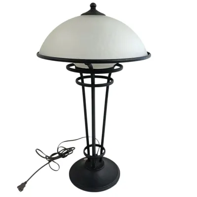 Sale Photo Thumbnail #85: ART DECO STYLE IRON BASE FROSTED GLASS TABLE LAMP