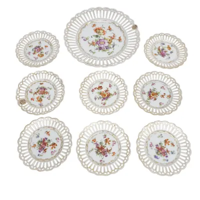 Sale Photo Thumbnail #322: 9 LACE EDGE BAVARIAN SAUCERS AND PLATE