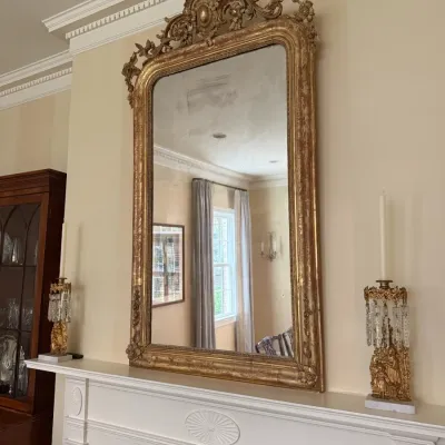 Sale Photo Thumbnail #162: LARGE FRENCH LOUIS PHILIPPE CARVED GILTWOOD MIRROR
