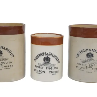 Sale Photo Thumbnail #314: 5 FORTNUM AND MASON POTTERY CHEESE CROCKS