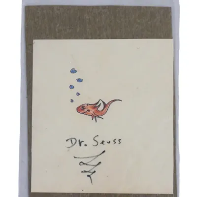 Sale Photo Thumbnail #159: DR. SEUSS SIGNED DRAWING RED FISH