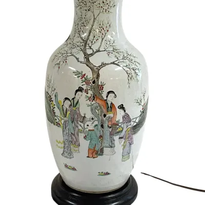 Sale Photo Thumbnail #138: CHINESE PORCELAIN FAMILLE ROSE WITH POEM LAMP