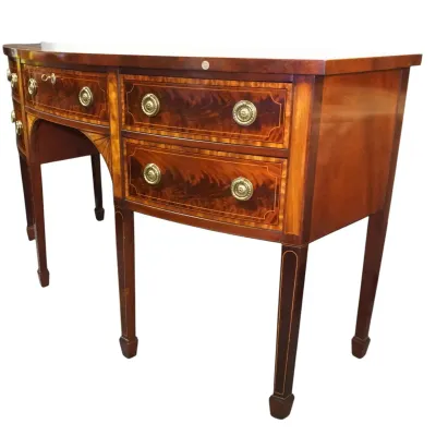Sale Photo Thumbnail #191: BAKER FURNITURE HISTORIC CHARLESTON BOW FRONT SIDEBOARD