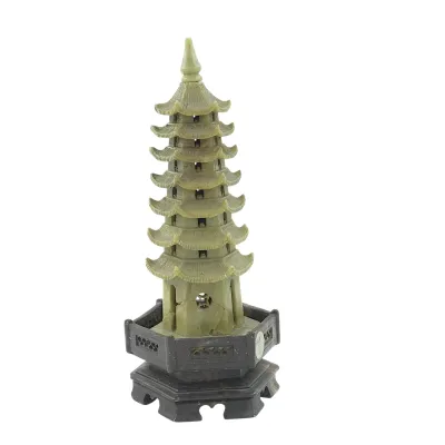 Sale Photo Thumbnail #62: Antique early 20th c Carved Soapstone Chinese Pagoda and Carved Base. 
