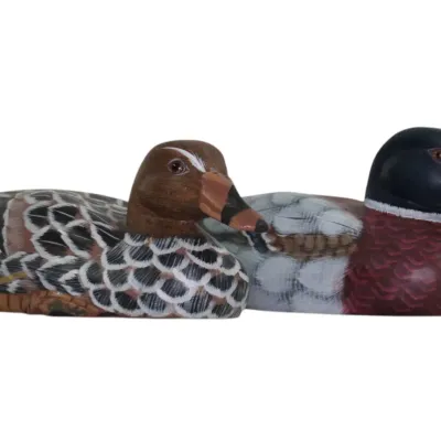 Sale Photo Thumbnail #349: PAIR VINTAGE HAND PAINTED MALLARD DUCKS w GLASS EYES