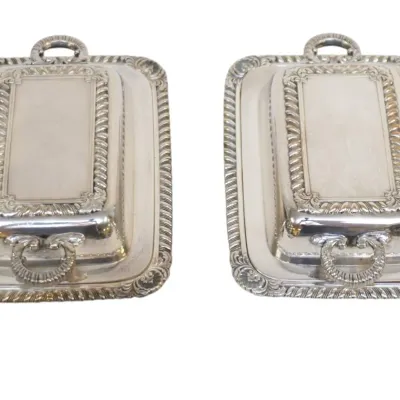 Sale Photo Thumbnail #76: 2 VINTAGE SILVERPLATE COVERED MINIATURE BUTTER