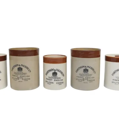 Sale Photo Thumbnail #313: 5 FORTNUM AND MASON POTTERY CHEESE CROCKS