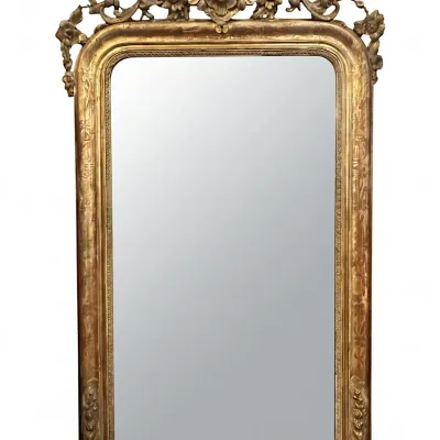 Sale Photo Thumbnail #161: LARGE FRENCH LOUIS PHILIPPE CARVED GILTWOOD MIRROR