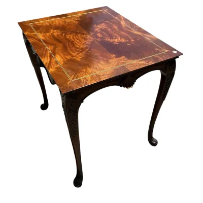 Sale Photo Thumbnail #230: BOOKMATCHED FLAME MAHOGANY SIDE TABLE
